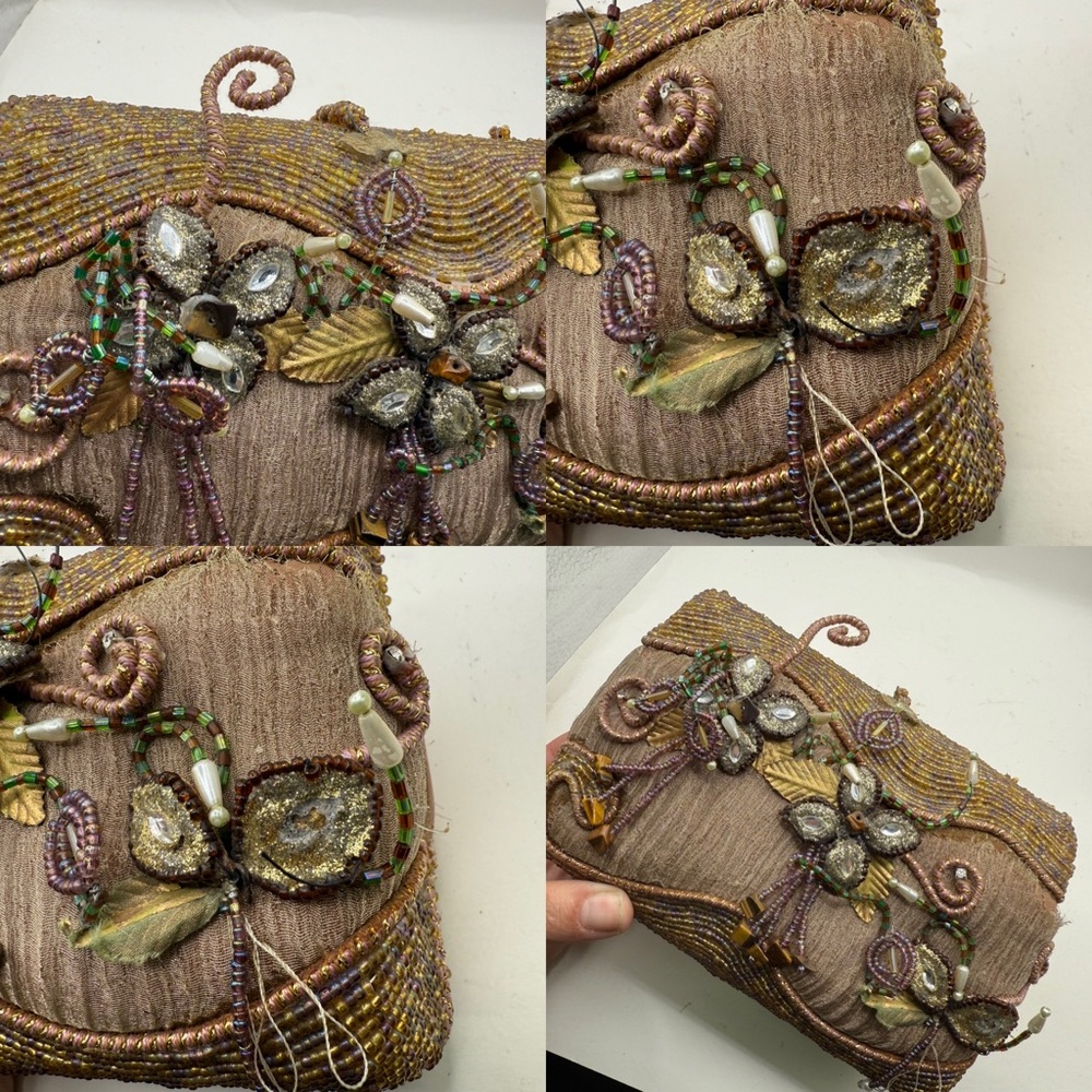 Vintage Mary Frances Embellished Floral Beaded Gems Crossbody Purse Clutch - Picture 5 of 16